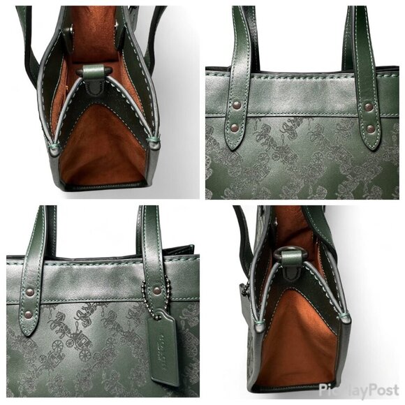 COACH Field Tote 22 with Horse and Carriage Shoulder/Crossbody Bag, Green, NWOT - Picture 10 of 13